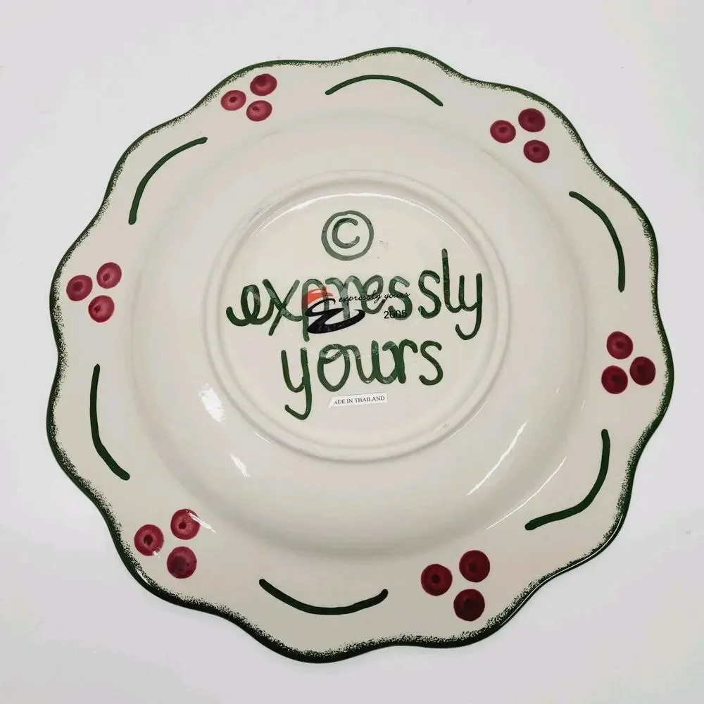 3 PC Set EXPRESSLY YOURS Serving Platter Plate & Bowl Vintage Christmas Pottery
